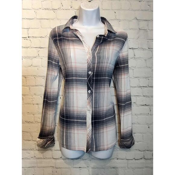 North River plaid button-down fitted shirt large - Picture 3 of 5
